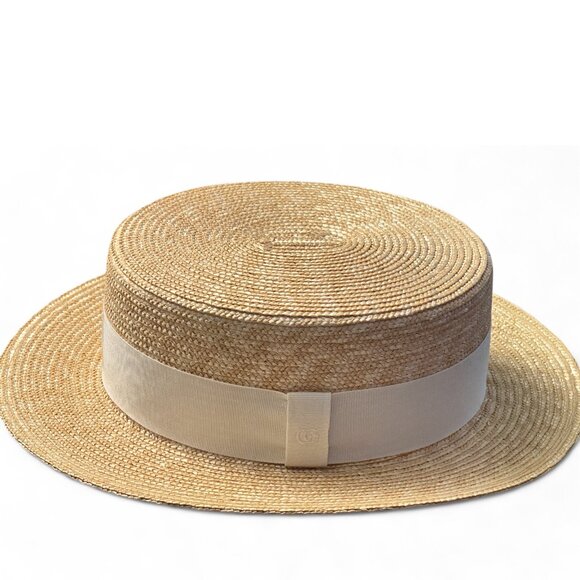 NWT Gucci Boater Hat with Grosgrain Trim - Picture 6 of 8